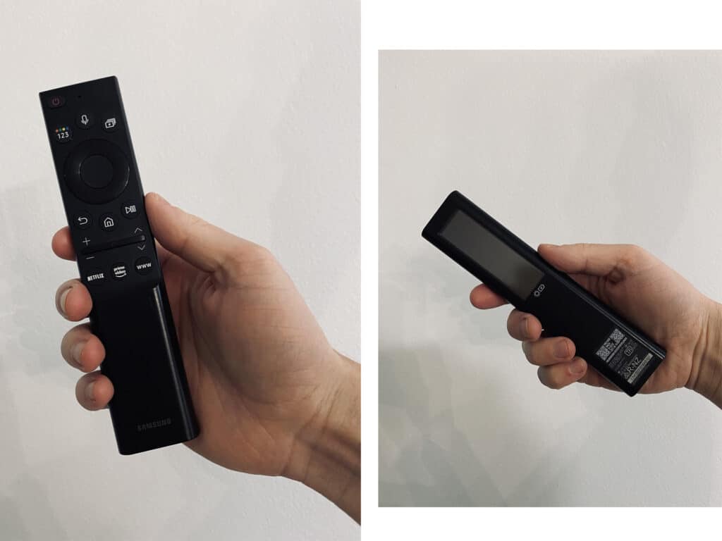Samsung Smart Remote 2021 front and back view in a man's hand
