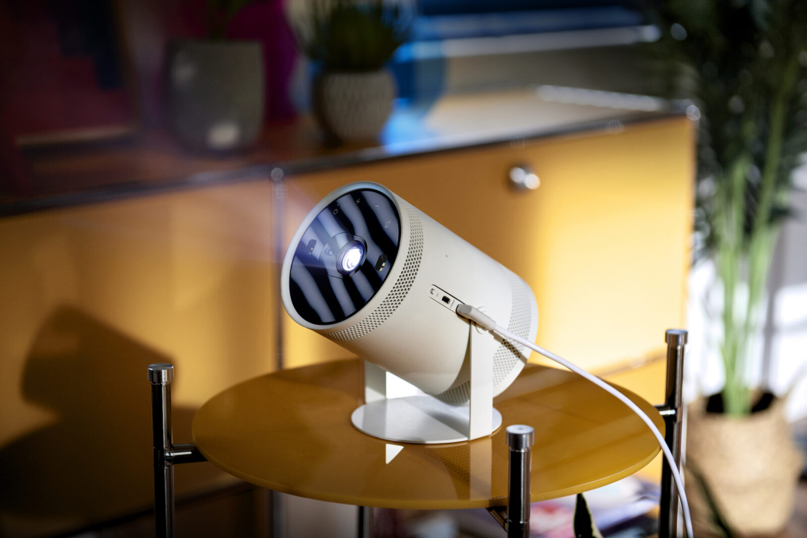 Samsung The Freestyle Portable Projector on a table